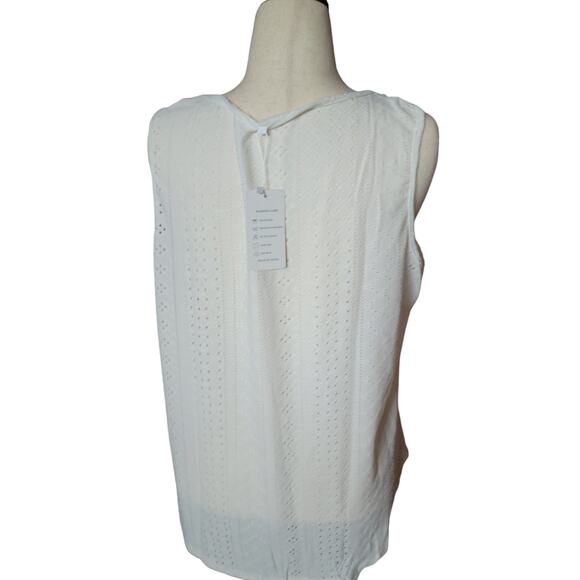 ROSRISS Tank-Top Sleeveless‎ Loose Fit Pleated Square Neck Eyelet NWT 2XL - Picture 5 of 7